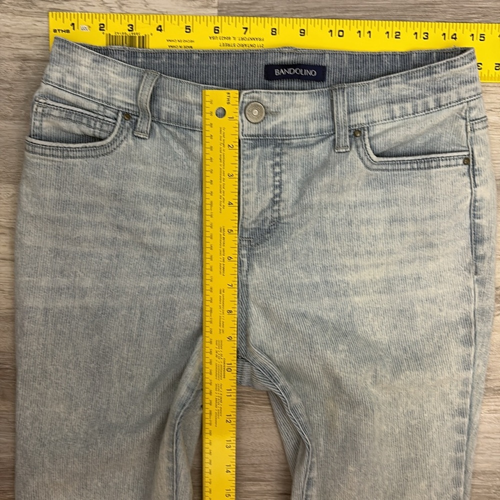 Bandolino Blue & White Striped Cropped Women's Mandie Stretchy Jeans Size 6P - Picture 7 of 12